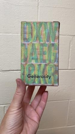 Box overprinted with "Generosity"