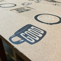Detail of two panels of the printed box.