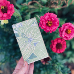 Finished box, set against zinnia blooms in our garden.