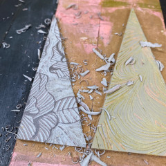 One of the "trees" on the box, mid-carving.