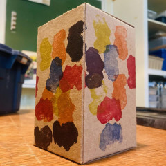 A finish box, photographed from the side