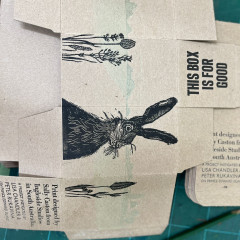 Printed box set in a pile