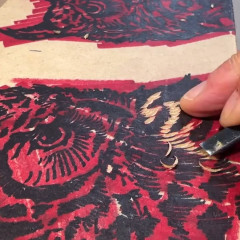 Carving the wood block