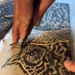 Carving the wood block